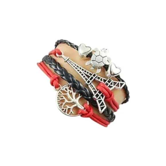 Tree Of Life Turtle Heart Charm Faux Leather Multi-layered Bracelet - Picture 3 of 3